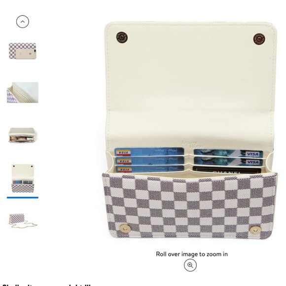 Check Cross Body Bag Cream Purse - Picture 6 of 15